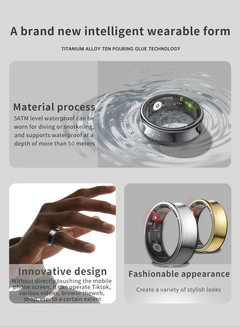 Product Introduction of Fashion SR05 smart ring Body temperature detection outdoor Titanium + epoxy resin smart finger ring Surprise Gift Box for love 15