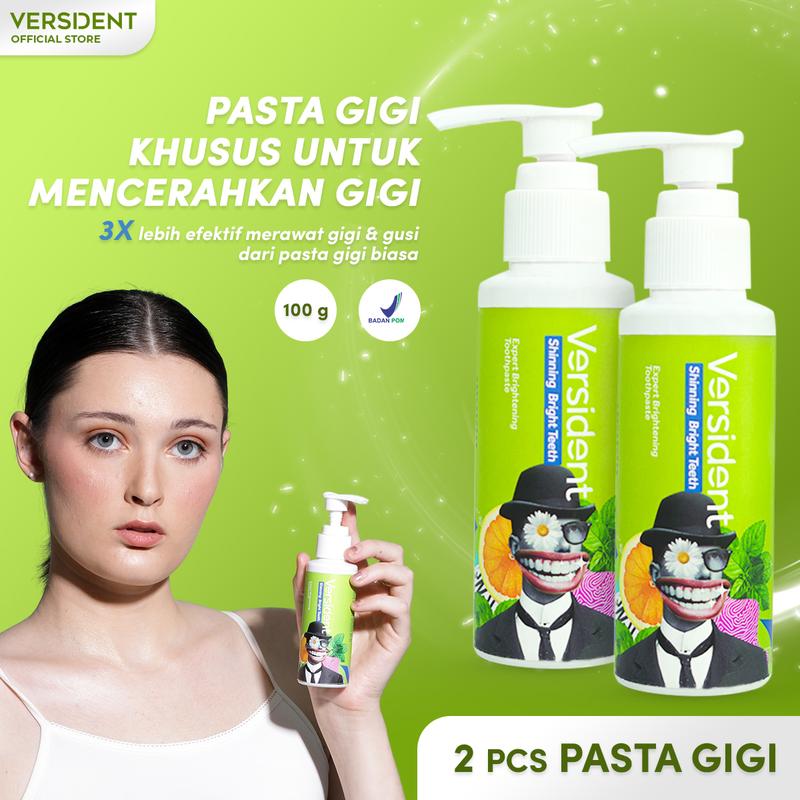 VERSIDENT Shinning Bright Teeth 2 Pcs - Pasta Gigi, Pemutih Gigi, Mencerahkan Gigi, Perawatan Pada Gigi [BPOM} 0