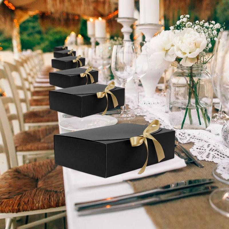Product Introduction of 10pcs Convenient Foldable Gift Paper Box Solid Color DIY Birthday Wedding Packaging Box Handmade Bowknot Candy Cake Box Valentine's Day 12
