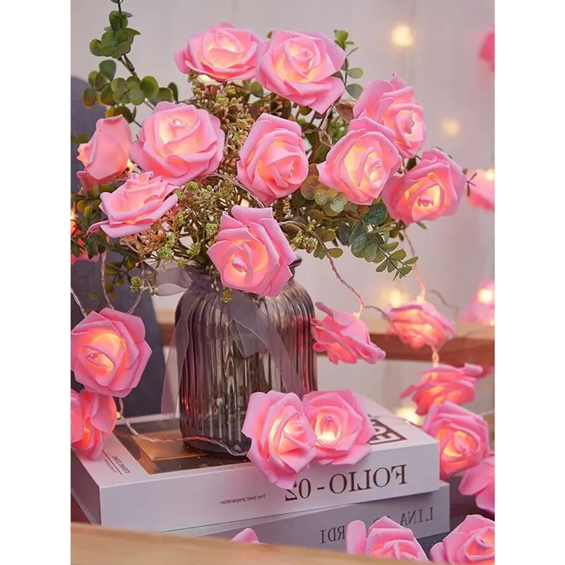 Led Rose Flower String Lights, Indoor Romantic Decoration For Proposal, Birthday, Girls' Room Decor gifts  best  friend scream  mask Ornaments Pink 6
