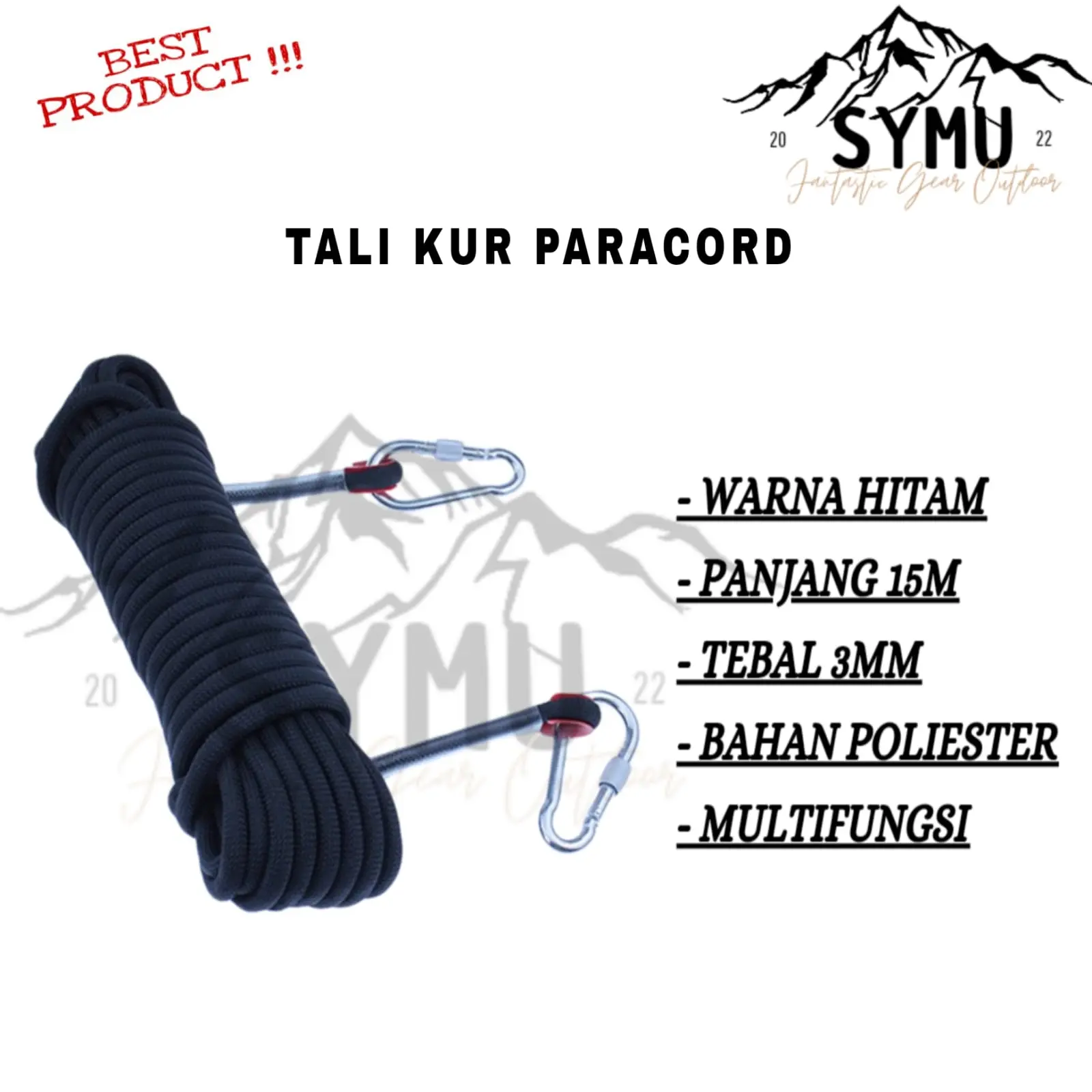 Tali Flysheet Kur Paracord 3mm Tali Flysheet 15 Meter Bukan Tali Perusik Multifungsi Camping Outdoor