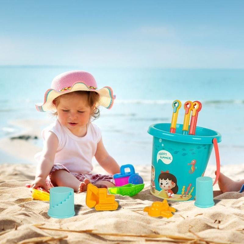 Product Introduction of Summer Travel 18 PCS/Set Sandbox Set Model Children Gifts Shovels Watering Can Bucket Beach Sand Toys Set Beach Toys Sand Rake Toy 11