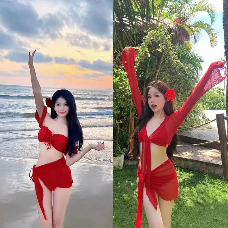 Áo Tắm Bikini, Dành Cho Phụ Nữ, Gợi Cảm Và Tôn Dáng, Kiểu Trễ Vai, Ngực Nhỏ Tập Hợp, Bộ Hai Mảnh, Thích Hợp Cho Bãi Biển Suối Nước Nóng Và Thể Thao, [Giảm Giá Đặc Biệt]