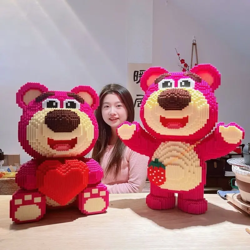 Khối Xây Dựng, Tương Thích Với Lego, Hạt Nhỏ Thiết Kế Ba Lô Disney Với Tình Yêu Gấu Dâu Tây, Đồ Chơi Giáo Dục Lắp Ráp Thích Hợp Cho Bé Gái, Tuyệt Vời Làm Quà Tặng Tháo Lắp Bộ Lắp Ráp