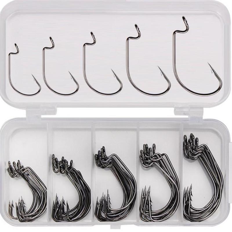 Carbon Steel Barbed Fish Hook, 50pcs Metal Barbed Fishing Hook, Jig ...