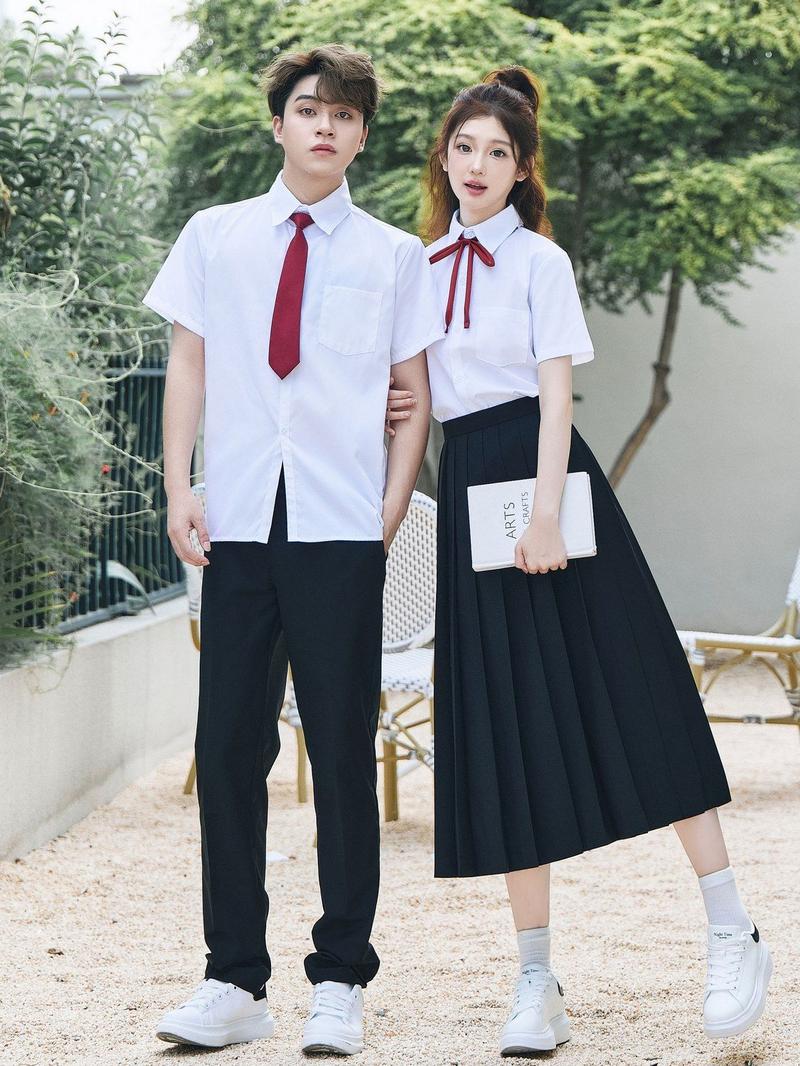 Product Introduction of British Academic Style Outfit - White Bow Blouse + Pleated Skirt Set (High School Choir Uniform, Graduation Performance Dress) 2