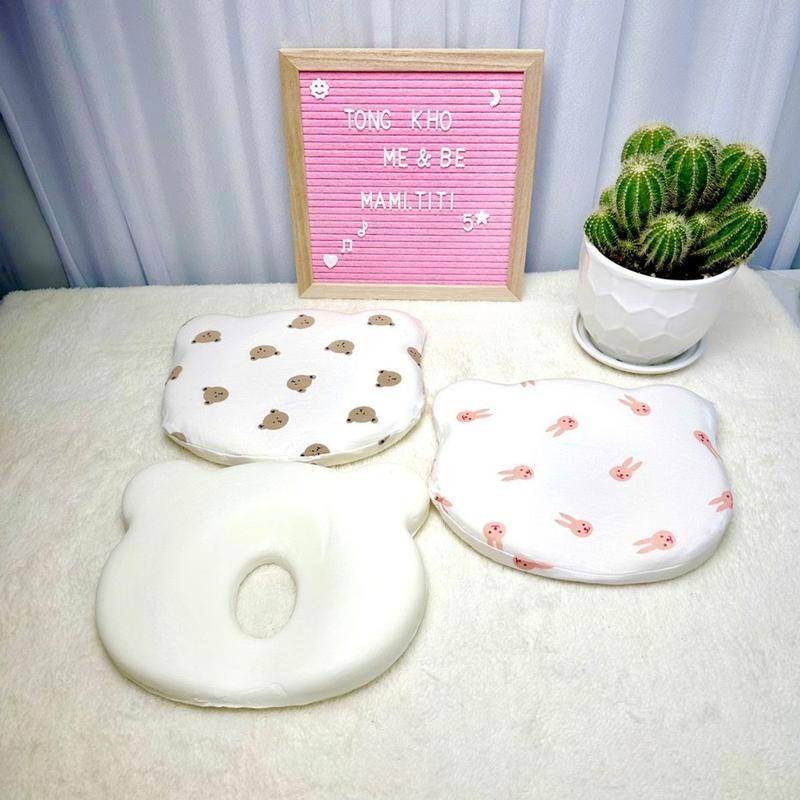 Product Introduction of gối cho bé cao su chống lõm bẹt đầu hình tai gấu vải thun lạnh mềm mát, kícḣ thước 21x25cm 13