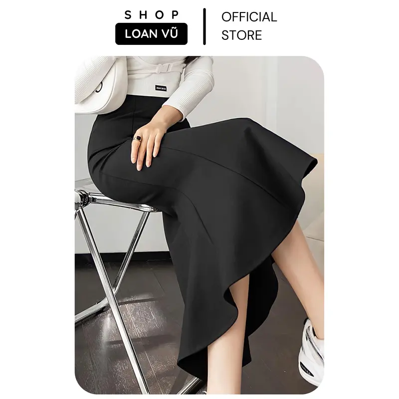 [BIGSIZE Nữ ] Chân váy  đuôi cá chất umi bản cạp chun - 8 mảnh - xẻ sau - dài ~85cm - ms517 2