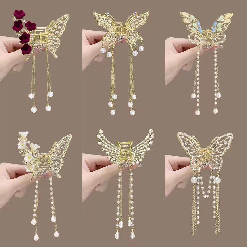 Kẹp Tóc Càng Cua Viền Bướm, Thiết Kế Tinh Tế Phong Cách Hàn Quốc, Thích Hợp Cho Tóc Đuôi Ngựa Và Tóc Bện, Kẹp Tóc, Cho Bé Gái, Với cài tóc Kim Loại Cua, Tuyệt Vời Làm Quà Tặng 2
