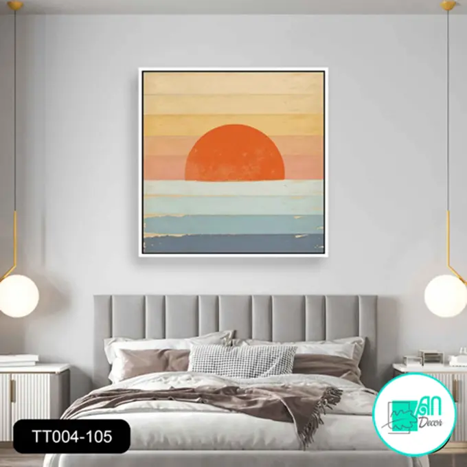 Tranh canvas treo tường biển và mặt trời decor 70 x 70 cm Treo Phòng Phòng Khách Decor Tường 1