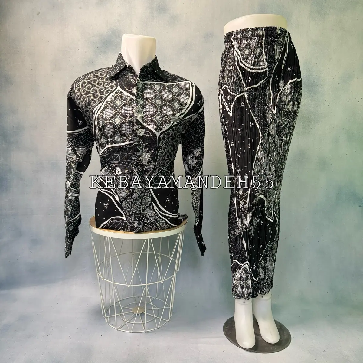 kebayamandeh + SET BATIK COUPLE KEMEJA BATIK ROK PLISKET BATIK+KEMAJA BATIK LENGAN PANJANG Seragam Tebal