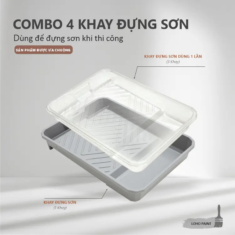 Combo 1 khay đựng sơn cứng và 3 khay sơn dùng 1 lần | Thiết kế đẹp mắt, dễ sử dung 0