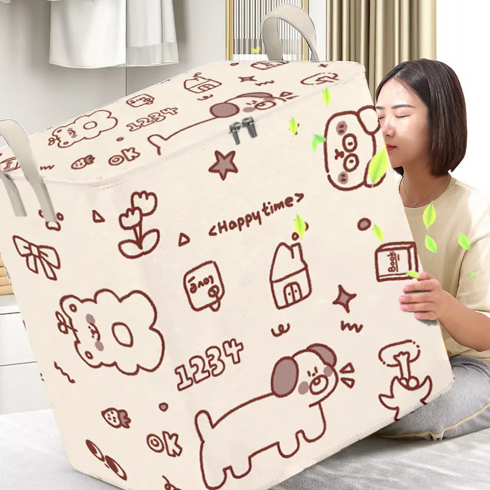 Thùng Đựng Quần Áo, Cầm Tay, Có Tay Cầm Bền, Có Thể Gập Lại, Sắp Xếp Tủ Quần Áo, Xô Đựng Đồ Phân Loại, Dung Tích Lớn, Túi Đựng Chăn Bông, Thích Hợp Sử Dụng Tại Nhà