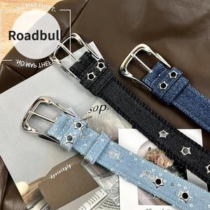 ROADBULLキャンバスベルト,ピンバックルレザーベルト,女性用,インスタグラマー風,シンプルで多目的,ファッショナブルな韓国語版ジーンズベルト飾りり
