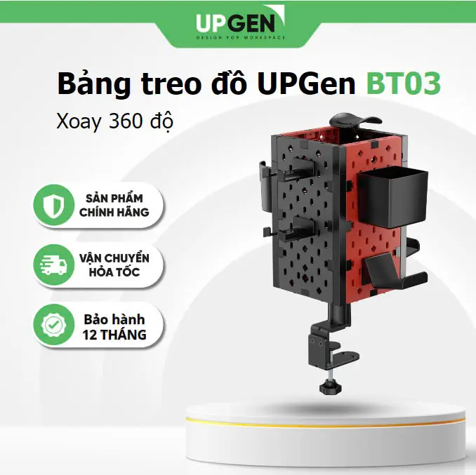 Bảng treo đồ thông minh UPGen BT03 kẹp bàn chắc chắn, thiết kế hình hộp, xoay 360 độ và nhiều phụ kiện tiện ích 0