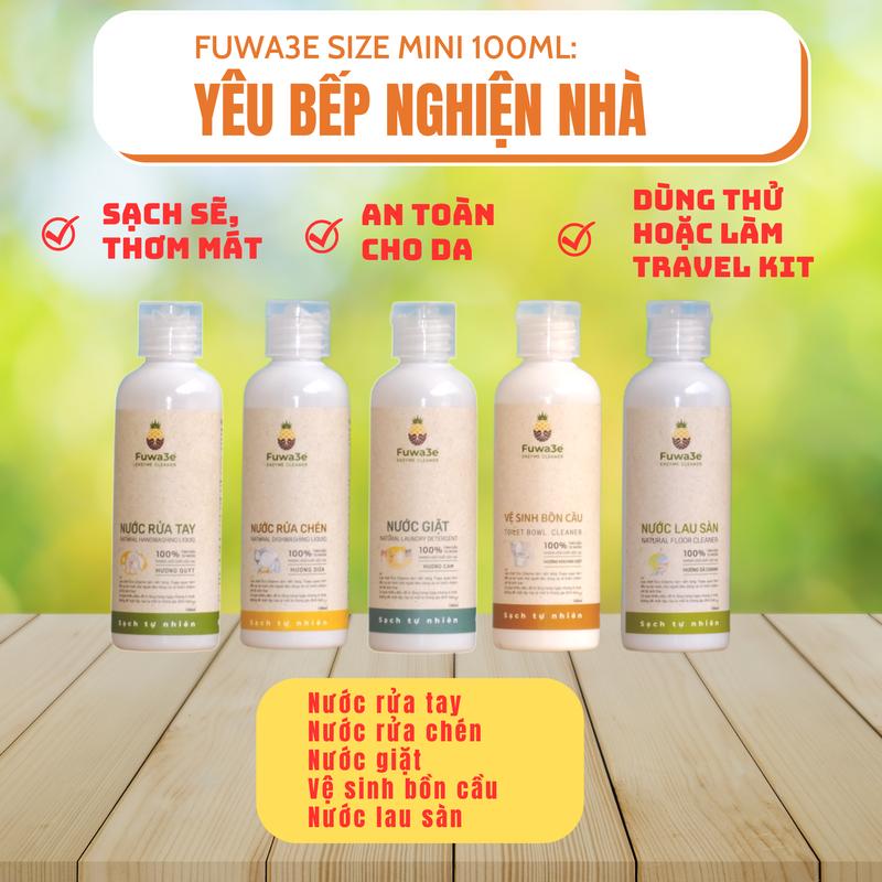 Tẩy Rửa Fuwa3e Size Nhỏ: Nước Rửa Chén, Nước Giặt, Nước Lau Sàn, Nước Rửa Tay, Vệ Sinh Bồn Cầu. Chai 100ml.