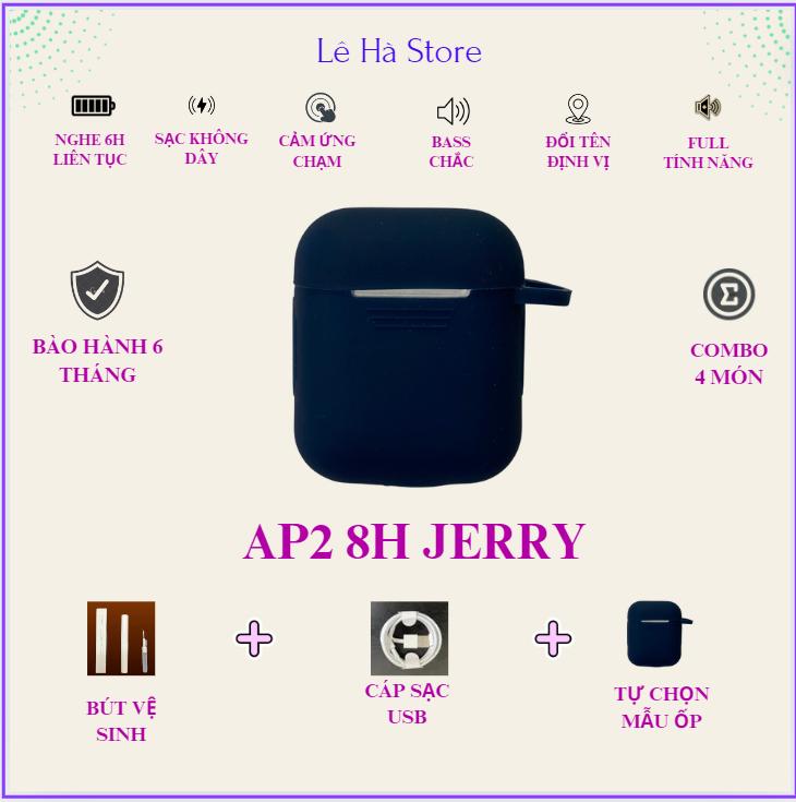 Tai Nghe AP2 8H Bluetooth 5.2, Đầy Đủ Tính Năng, Cảm Biến Thông Minh Kem Ốp Bảo  Vệ Và Bút Vệ Sinh Earphone, Nhét Tai Nghe Nhạc Đàm Thoại, Bảo Hành 6 Tháng 1