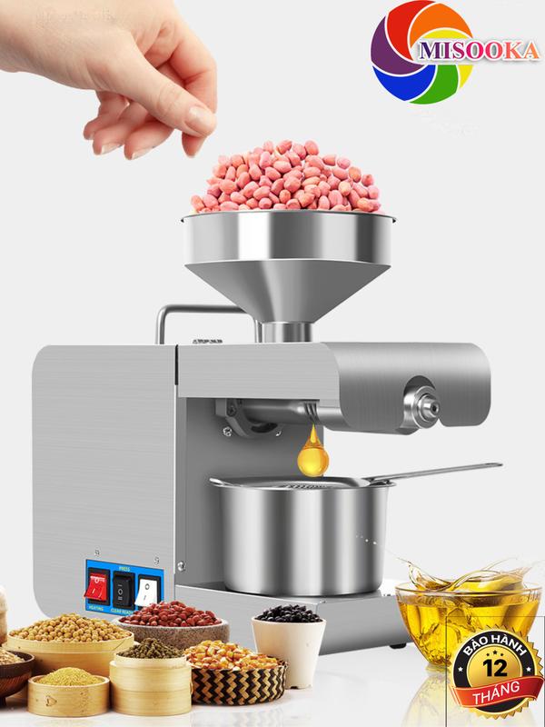  MiSooKa Máy Ép Dầu Ăn Gia Đình MSK-01 Inox 316 Cao Cấp Ép Nguyên Chất Dầu Lạc Vừng Đậu Tương Đậu Đỏ Hiệu Năng Mạnh Mẽ 820W 