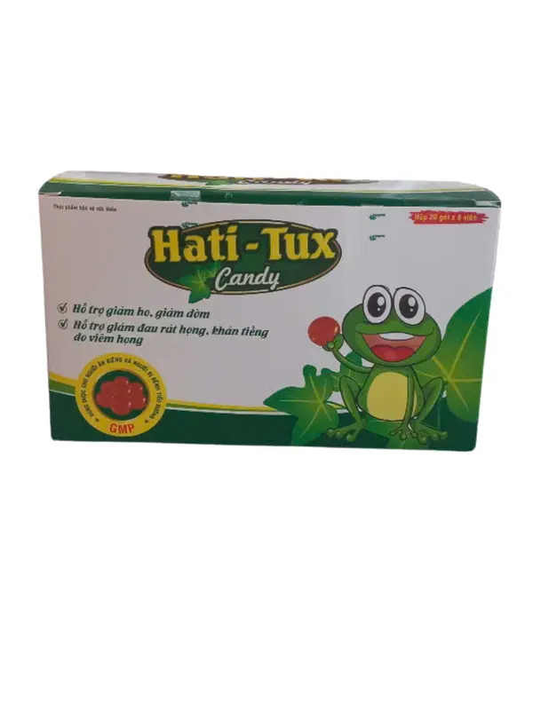 (Hộp 20 gói x 8 viên) Kẹo hati tux - hỗ trợ giảm ho, đau rát họng, khản tiếng 0