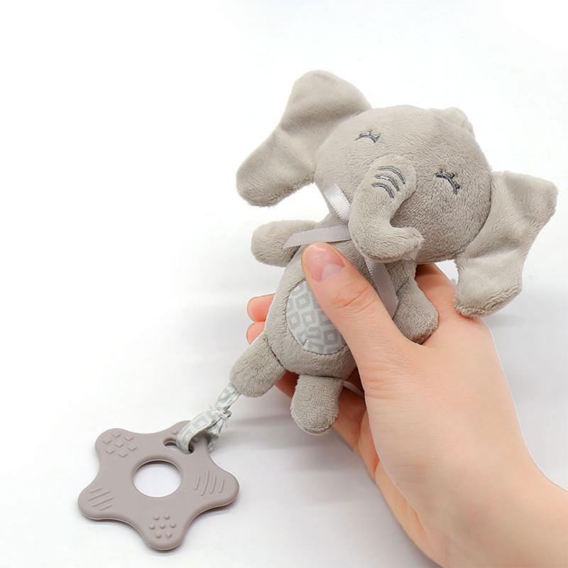 Product Introduction of Cartoon Animal Shake Bell Pendant Plush Elephant Rabbit Cute Rattle Windchime 6