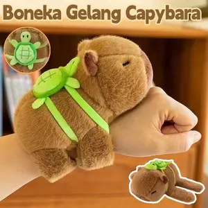 Mainan Boneka Capybara Mainan Mewah Simulasi Boneka Gelang/Lingkaran Snap Circle Capybara Clap Circle Toys/Bulu Lembut Kado Ulang Tahun