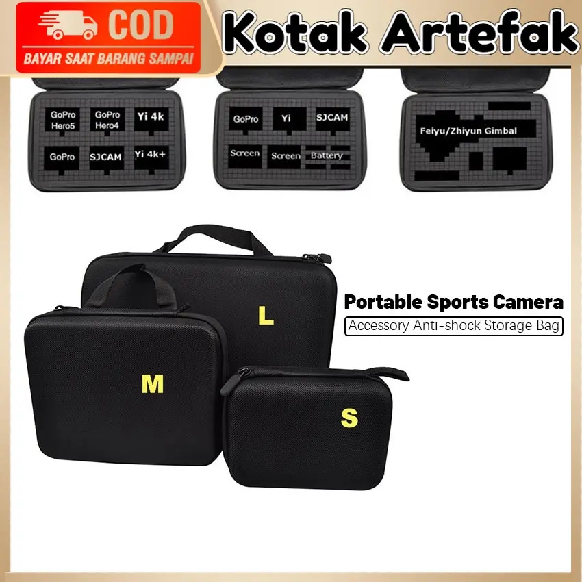 Tas Action Cam Small Bag Portable Waterproof  Hard Case Storage Box Kamera Aksesoris Camera