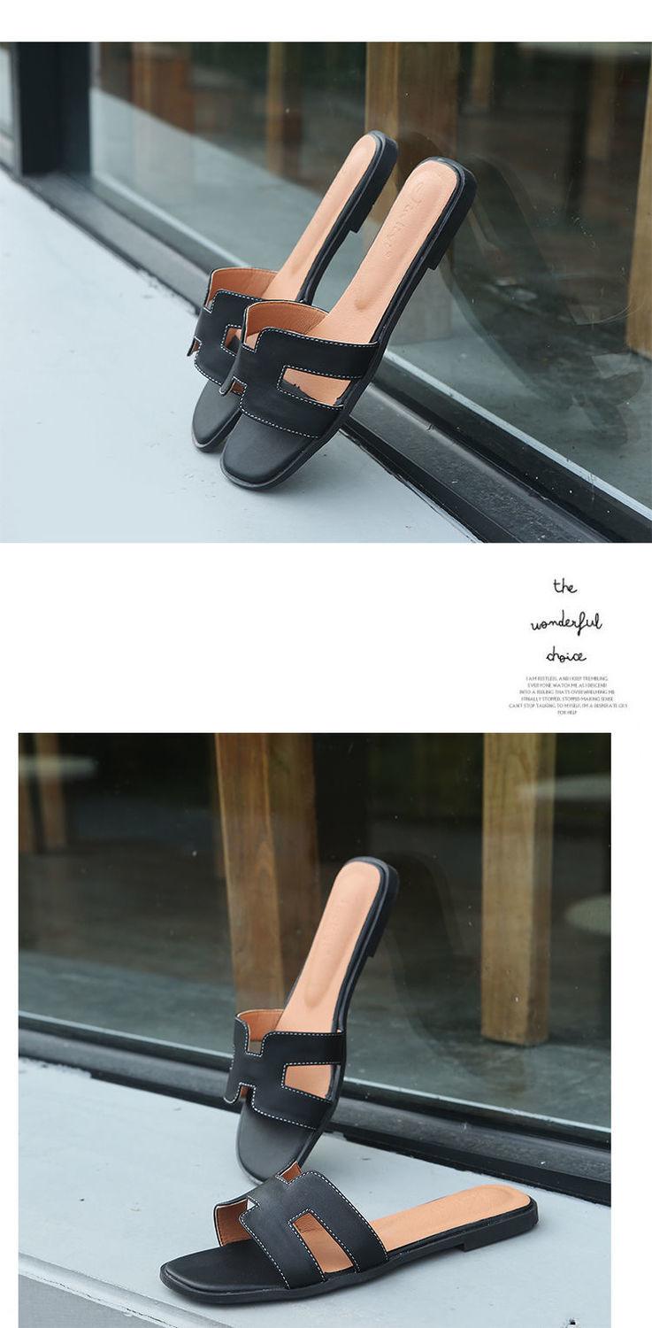 Product Introduction of Slippers, for Women, Available in Size 34 and 41, Popular on the Internet, Celebrity Fashion, Versatile, Flat Sandals, Ins Fashion, Suitable for Summer, Style H 36
