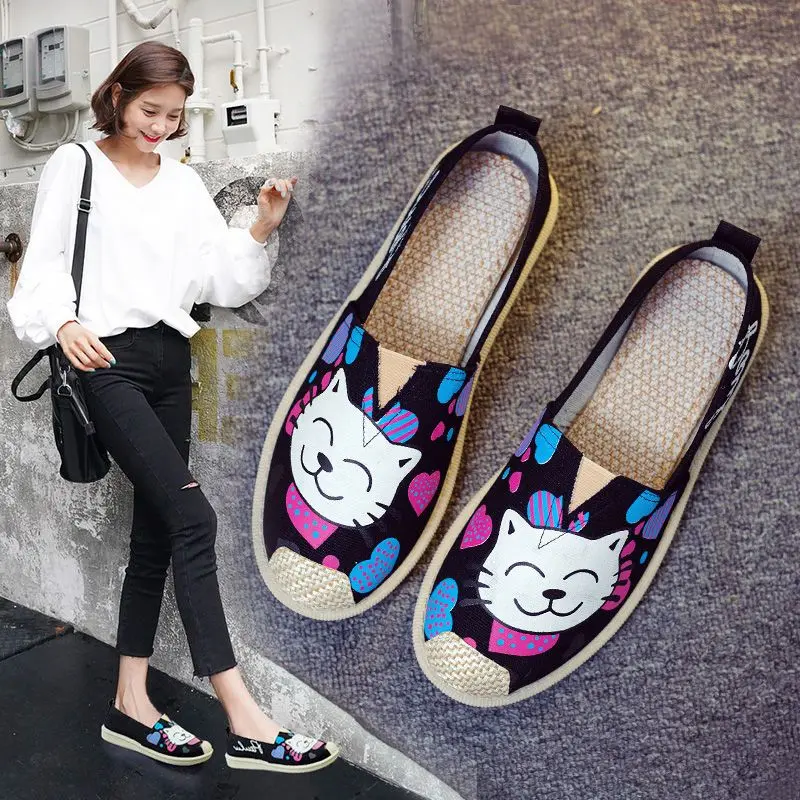 Giày Vải, Giày Lười Nữ, Giày Thường Ngày Đế Bằng, Thoáng Khí, Giày Ngư Dân, Giày Vải, Giày Lái Xe, Nhẹ, Dành Cho Nữ