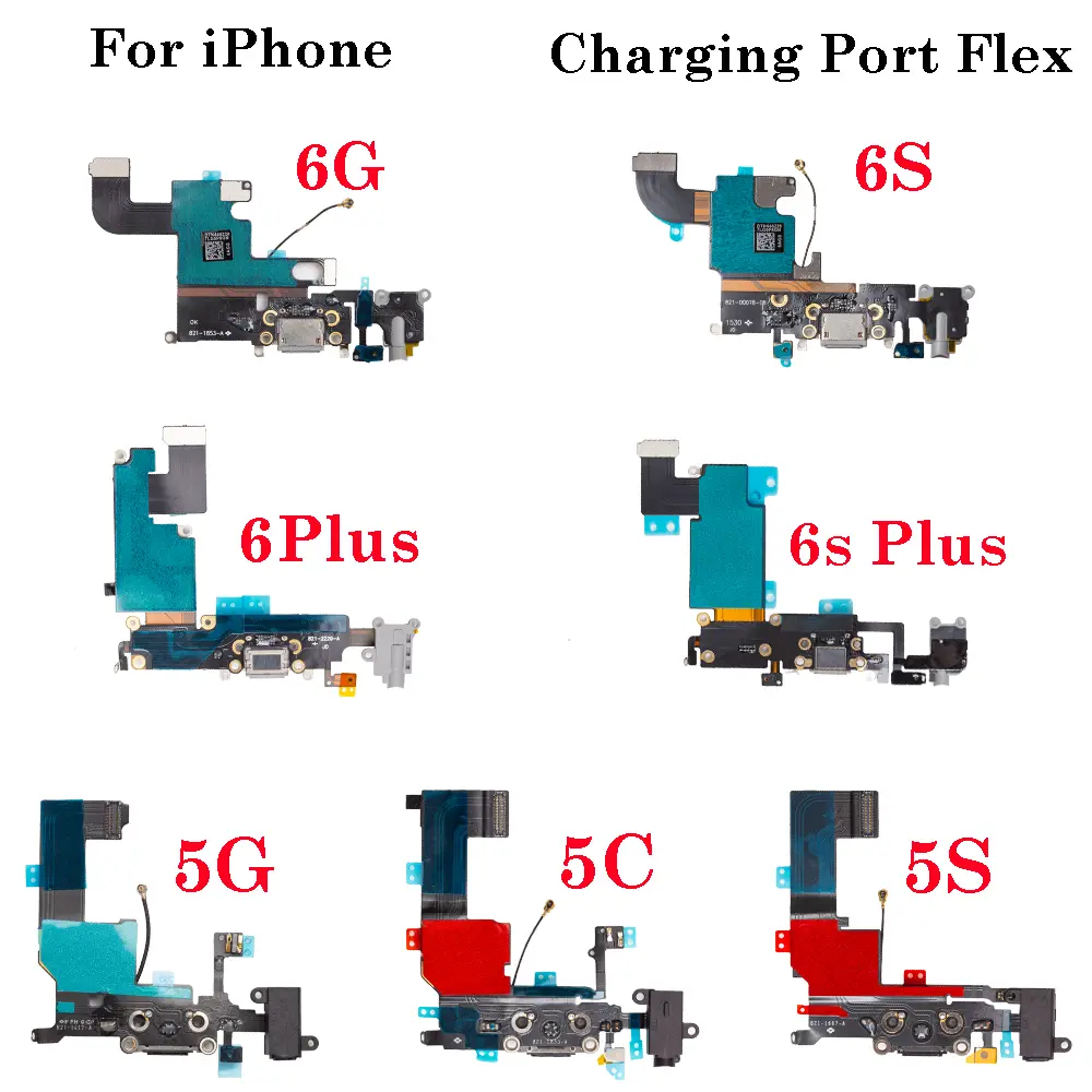 1Pcs Bottom USB Charger Flex For iphone 5 5S 6 6s Plus Charging Port Dock Connector Flex Cable With Mic Replacement Part