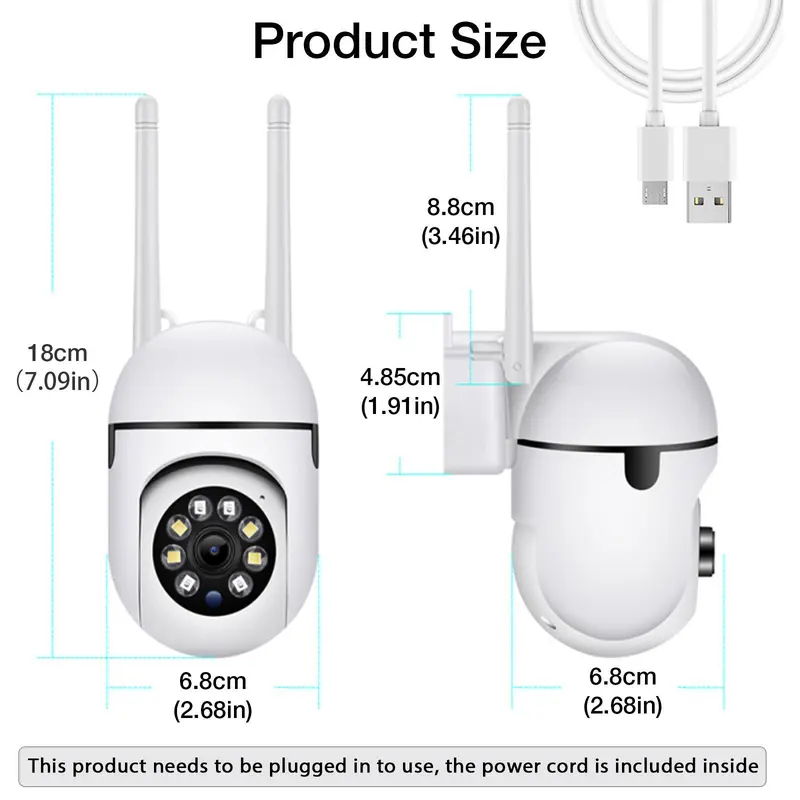 2.4GHz & 5GHz Wireless Security Camera, USB Powered 360 °   Surveillance Camera Security with Human Tracking & Infrared Night Vision, 24H Loop Video Security Camera 2