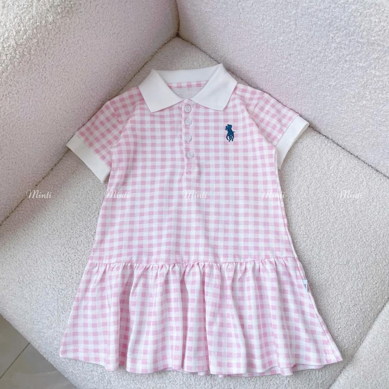 MT47 - Váy Caro Cotton Trắng Hồng Đuôi Cá Xòe Dễ Thương Cho Bé Gái 1