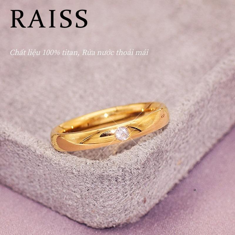 Nhẫn Titan Không Gỉ Mạ Vàng 18k Cấp Cao Đính Đá Lấp Lánh Thiết Kế Thanh Lịch Và Đơn Giản Dành Cho Nữ