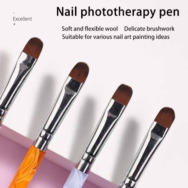 Acrylic Nail Art Brush Set, 4 Counts/set Professional Gel Nail Polish Nail Art Brush, Manicure Tool for Women & Girls 3