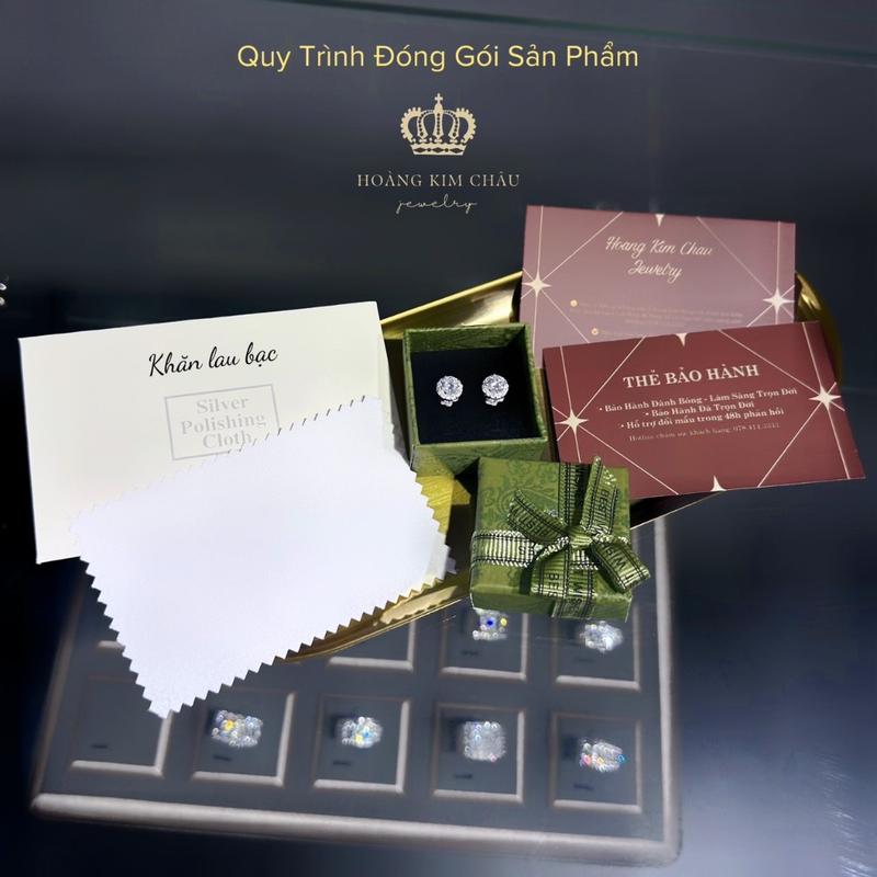 Bông tai nụ bạc nam nữ Hoàng Minh Châu Jewelry - bộ sưu tập khuyên tai nam nữ chuẩn bạc cao cấp 8