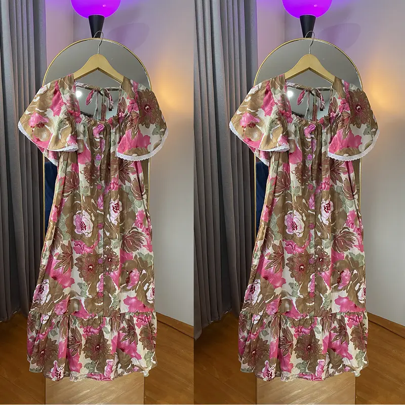 Geya Dress Daster Kekinian Busui Motif Bunga Rayon Viscose Kancing Cantik 6