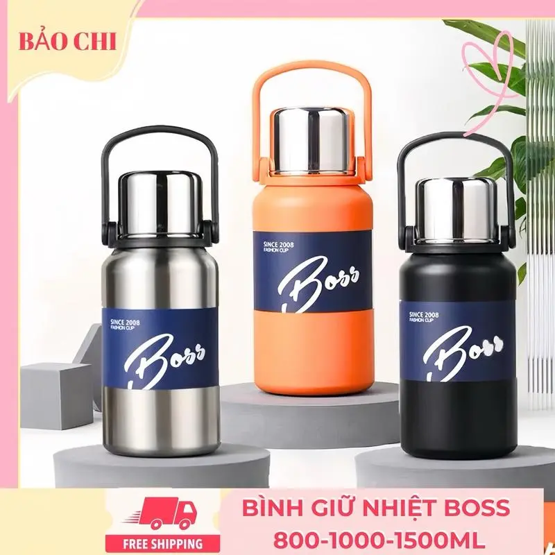 Bình Giữ Nhiệt Boss Inox SUS316 Có Lưới Lọc Trà Và Quai Xách Tiện Lợi Giữ Nóng Lạnh 15h binh giu
