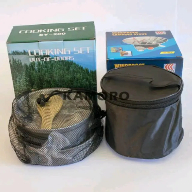 Paket cooking set sy 200 plus kompor windproof merk kovar original gas 2