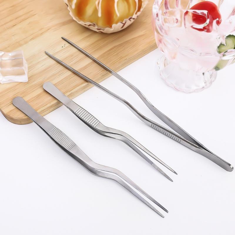 Pinset dapur keluli tahan karat, klip makanan BBQ, pinset berkelah ...