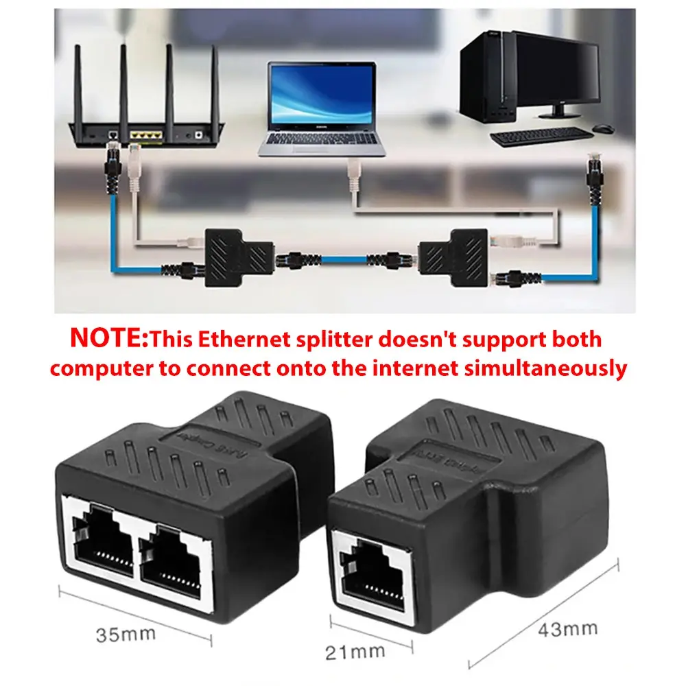 Cổng Cáp Rj45 Mạng, Bộ Mở Rộng Bộ Chia Cáp Mạng, Đầu Nối Bộ Chuyển Đổi Phích Cắm, 8 Lõi, Chia Thành Hai Bộ Chia