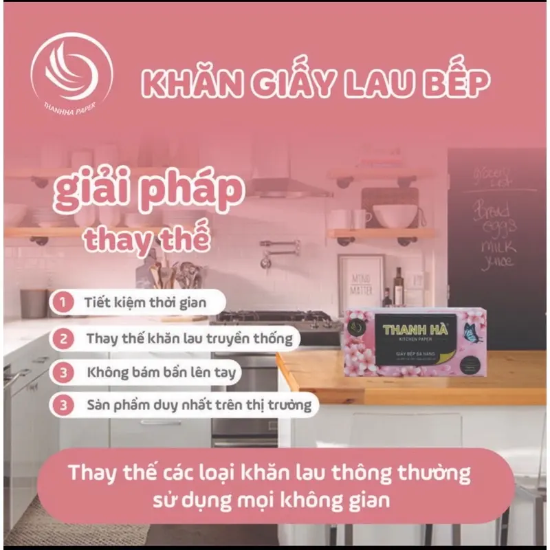 (Mua 2 Tặng 2) Giấy Lau Bếp Đa Năng Thanh Hà, gói 300 tờ 2 lớp.Dùng 1 Lần Chuyên Dụng Nhà Bếp, Giấy Lau Bếp 3