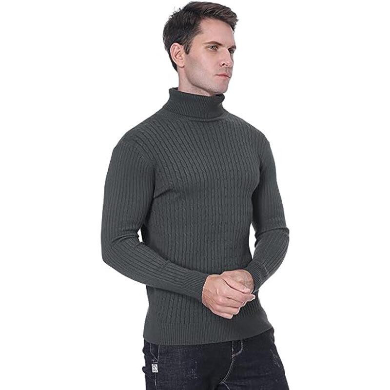 Product Introduction of Men's Turtleneck Sweater Casual Men's Knitted Sweater Warm Fitness Men Pullovers Tops Knitwear Menswear polo  shirts Collar Geometric 23