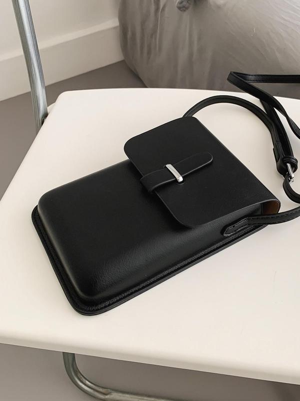 Men's Casual Plain Pu Leather Crossbody Bag,  Simple Style Buckle Shoulder Bag for Travel, Daily Use 4