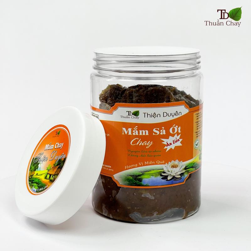 Thiện Duyên Mắm sả ớt chay ăn liền - Hương vị miền quên làm từ đậu nành nguyên chất thơm ngon - Quy cách đóng hủ 300g- Chay mặn đều dùng được. Food Cay Nước Sốt