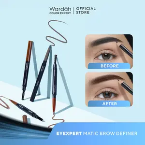 WARDAH Eye Brow EyeXpert Matic Brow Definer - Pensil Alis Anti Air dan Tahan Lama Hingga 8 Jam - Mudah Digunakan dengan Teksur Powdery - Wudhu Friendly - Makeup