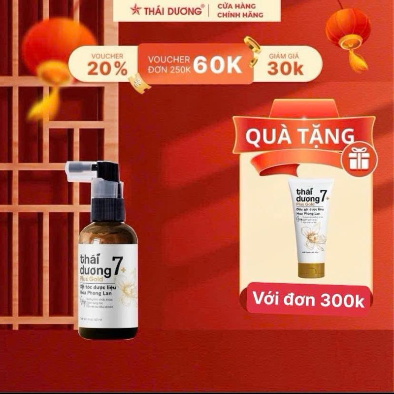 [Live - Mua 1 tặng 2] Xịt tóc dược liệu Thái Dương 7 Plus Gold (chai 60ml) tặng TẶNG sữa tắm/dầu gội/Dầu xả 7 plus gold 50gr  - Sao Thái Dương