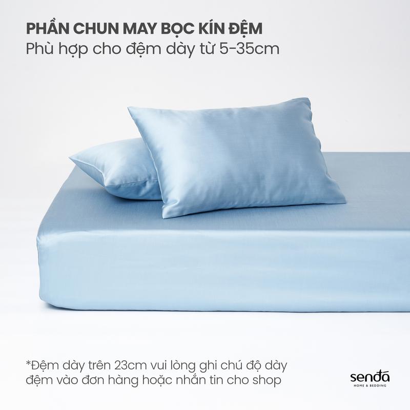 Bộ ga gối 3 món Lụa Tencel Sen Đá Home Bedding cao cấp trơn màu, set 2 vỏ gối, 1 ga giường bo chun 1m6 1m8 2