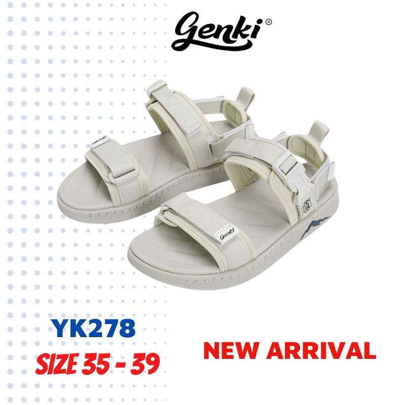 Dép Sandal Unisex Quai Ngang Genki Màu Kem Thời Trang Chính Hãng Streetstyle YK278 DéP Shoes Đế Bằng Quai Chéo Cao Su GiàY sandal  nữ sandal  nữ DéP