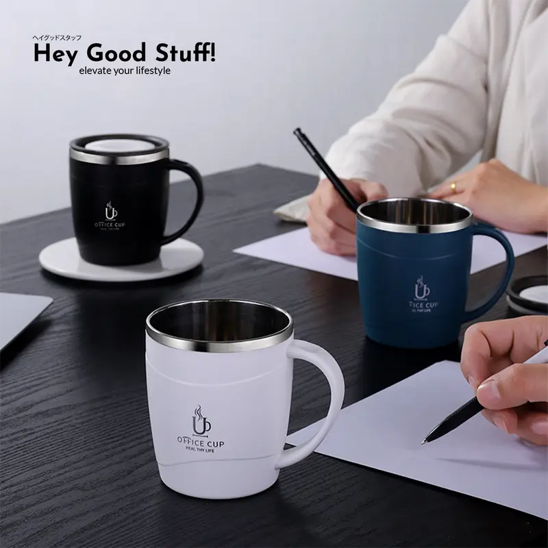 MUG GELAS KOPI ATAU TEH AESTHETIC STAINLESS STEEL 304 ANTI TUMPAH 500ML minuman plastik 6