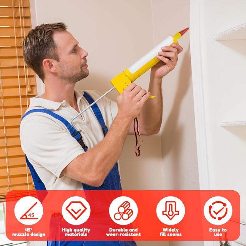 Caulking Finisher Kit, Universal Caulking Nozzle Set, Multi-size Caulking Tip Kit with Scraper and Base, Reusable Caulking Finisher Tool for Window Door Bathroom Kitchen 8