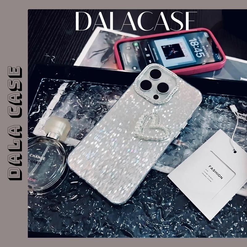 Ốp Lưng KC Lấp Lánh Đính Charm Tim Ngọc Trai